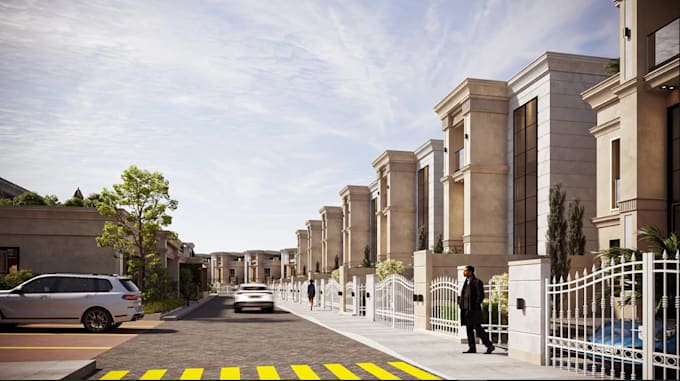 render residential townhouse community,master plan layout,real estate walkthough