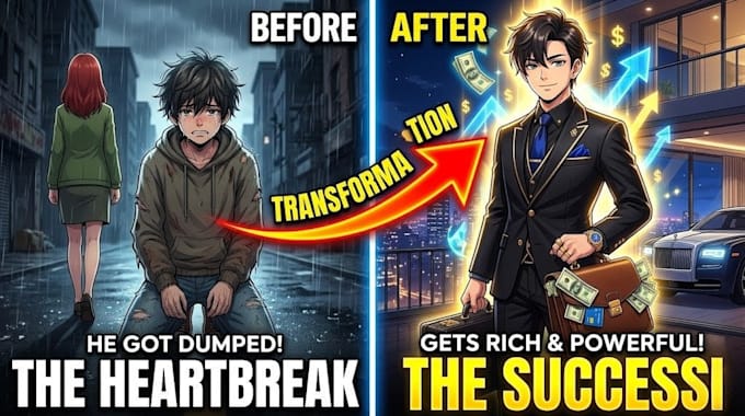 design viral clickbait manhwa anime recap thumbnails