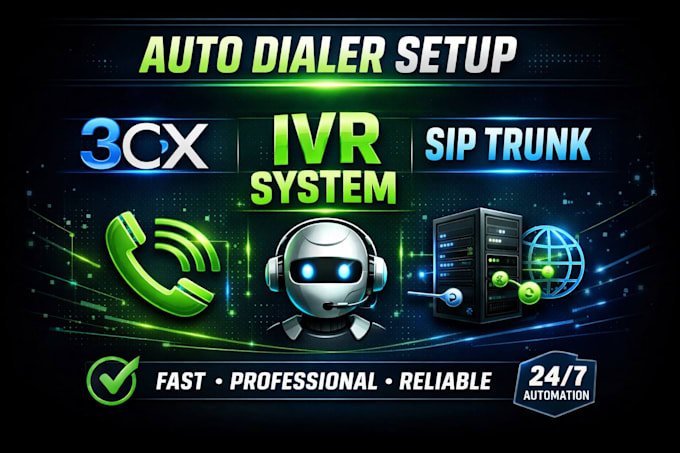 set p1 bot auto dialer system, IVR, sip trunk, 3cx