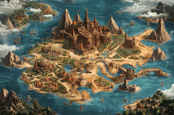 make fantasy map illustration for dnd