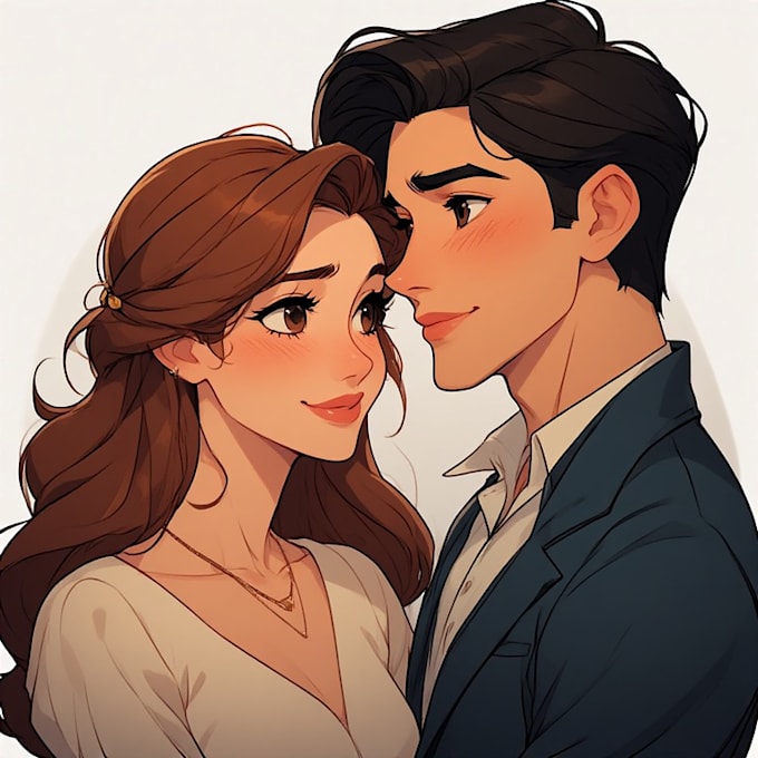 draw couple portrait for wedding illustration