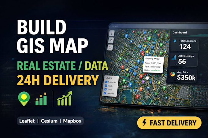 build interactive gis map dashboard using leaflet or cesium