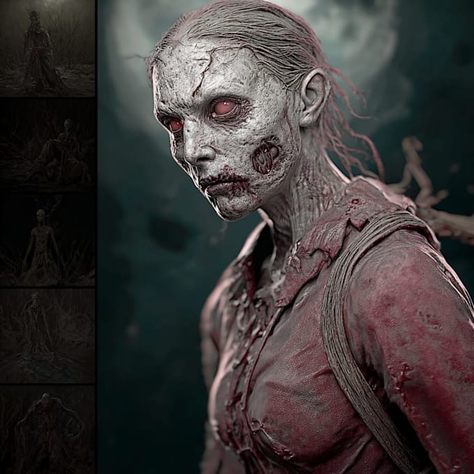 draw a horror and fantasy horror character art