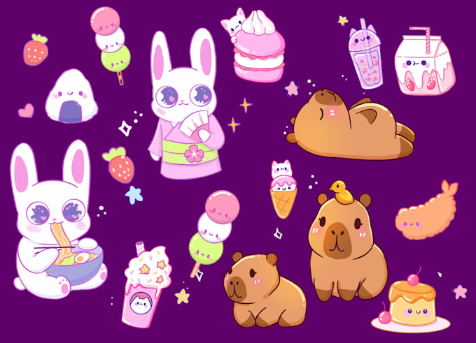 create cute chibi animal mascot logo design