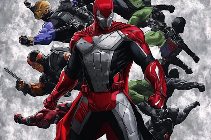 create superhero comic illustration with dynamic action and storytelling