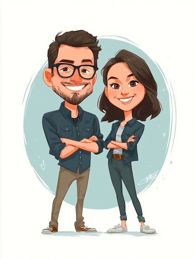 create professional caricatures for couples or wedding gift
