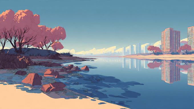 illustrate fantastic flat vector landscape illustration