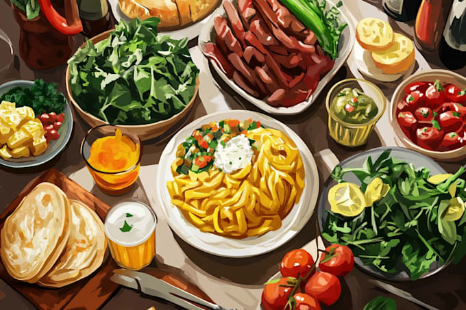 do food and drink in vector cartoon illustration