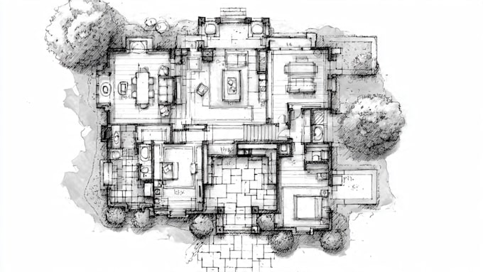 draw 2d architectural floor plan