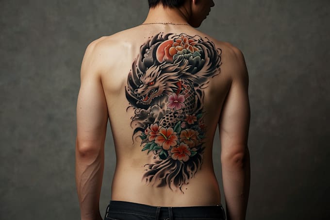 making a tattoo design in japanese style