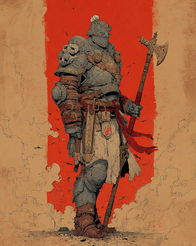illustrate your warhammer 40k character in grimdark detail