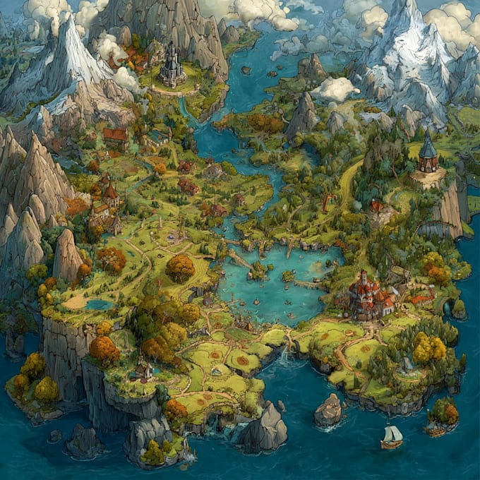 Make a fantasy map illustration for you by Asteronc | Fiverr