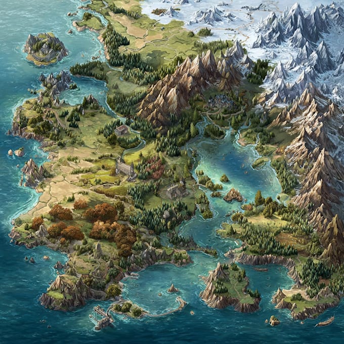 Create a fantasy map illustration for google map by Salmetess | Fiverr
