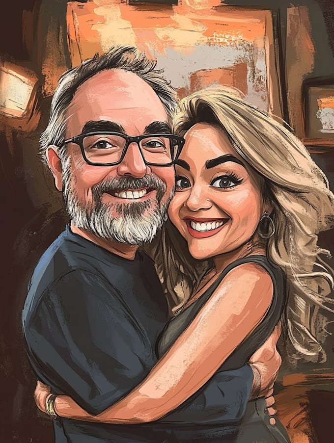 draw caricatures for couples, families, weddings