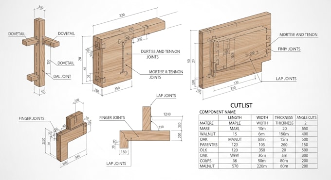 create custom interior woodwork joinery and technical wood design with cutlist