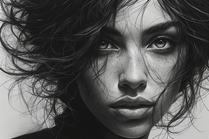 make your portrait sketch with pencil and charcoal