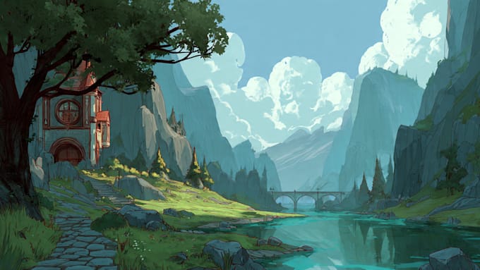 create stylized environment concept art, fantasy background