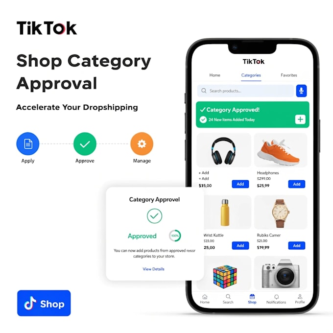 Make tiktok shop setup,tiktok dropshipping,category approval by ...