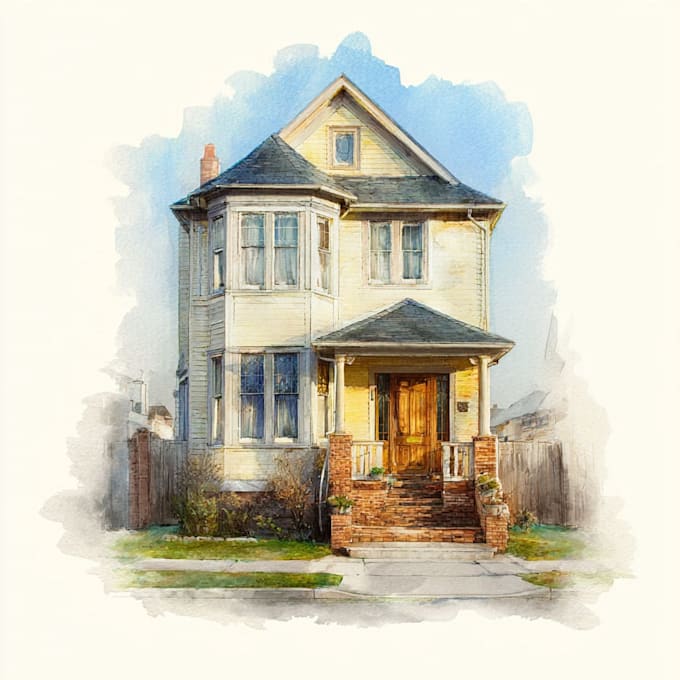 Create a custom hand painted watercolor house portrait by Kainteheione ...