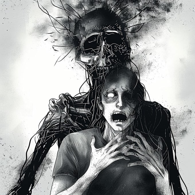 draw dark, horror illustration