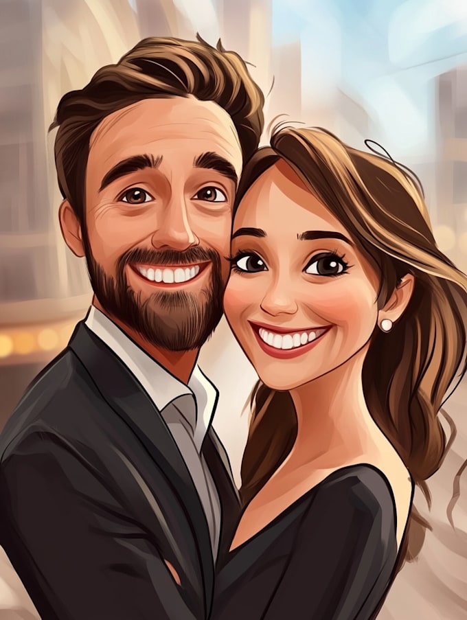 do couple caricature illustration for you