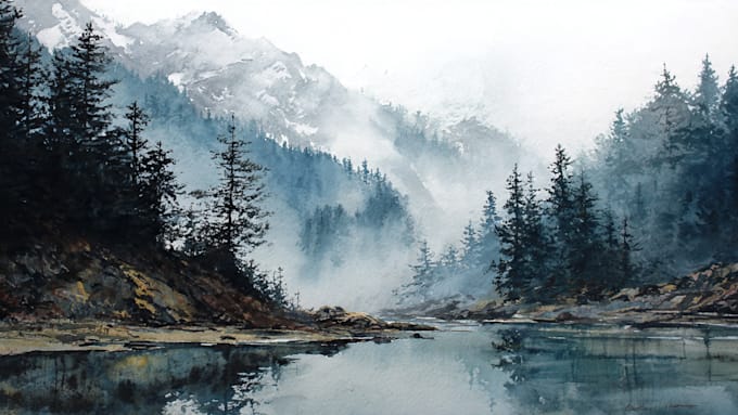 do creative watercolor landscape art