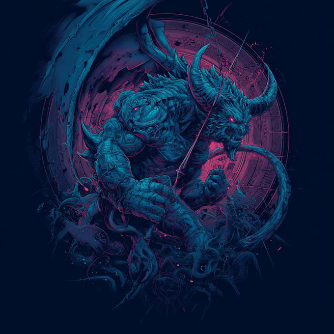 design mythical beasts, monsters, fantasy logo or illustrations