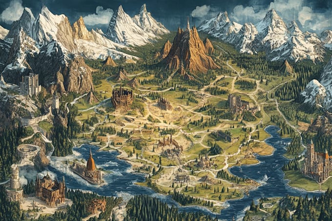vector map illustration fantasy map design city map