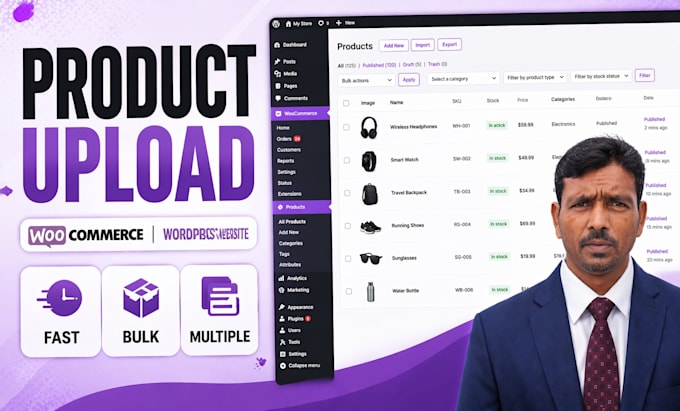 do product upload and listing on shopify and woocommerce