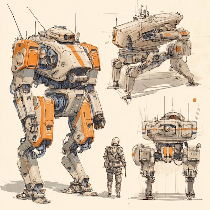draw or design mechs robots concepts