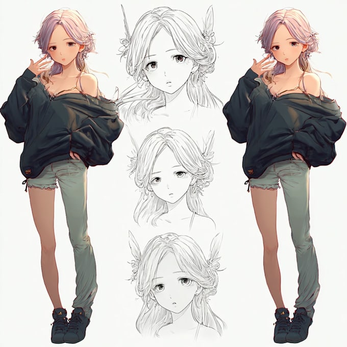 draw character reference sheet concept art
