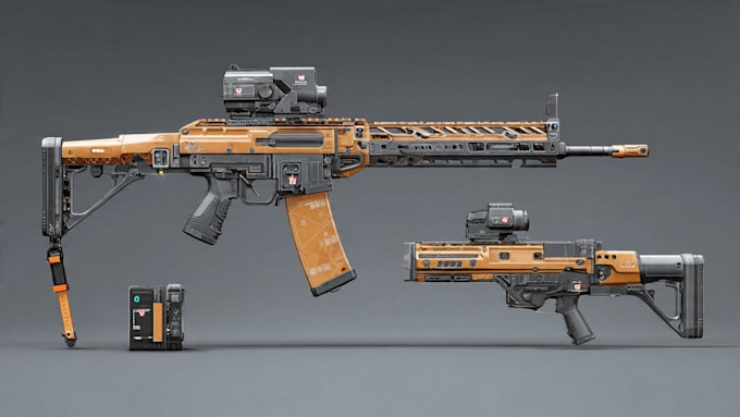 high quality weapon concept art for gaming and more