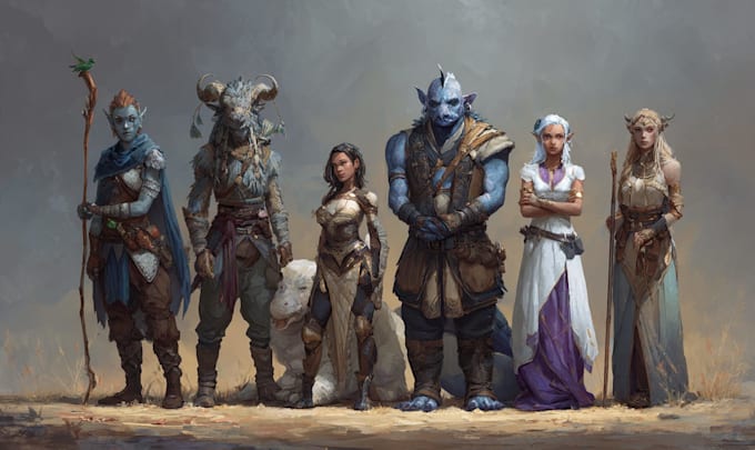design professional rpg party illustration