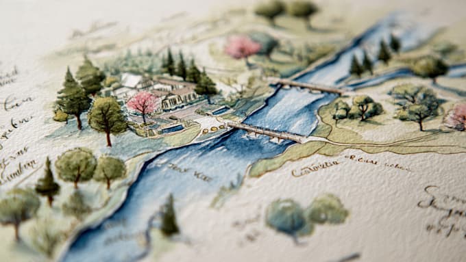 do custom watercolor wedding map
