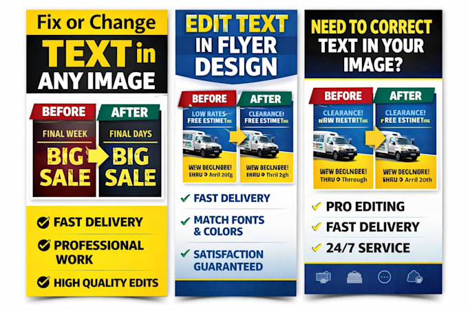 edit or change text in your image, flyer or design professionally