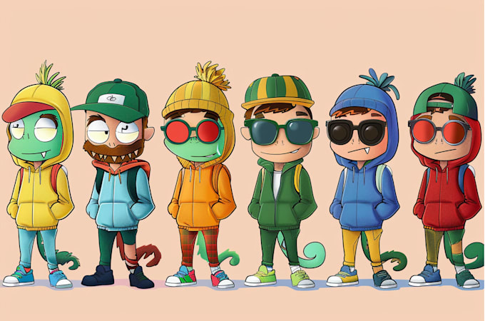 design cartoon characters for nft collections with metadata
