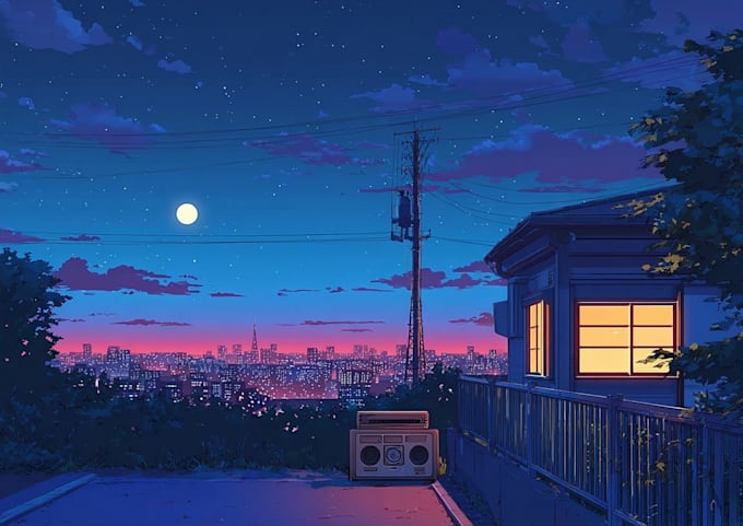 do anime city and nature background