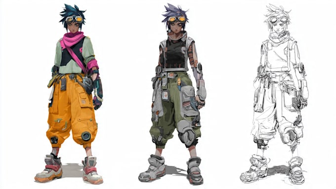 design anime character , cyberpunk character