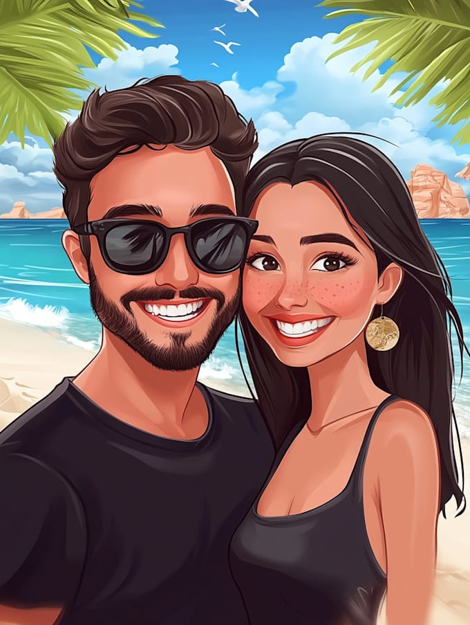 do couple caricature illustration for you