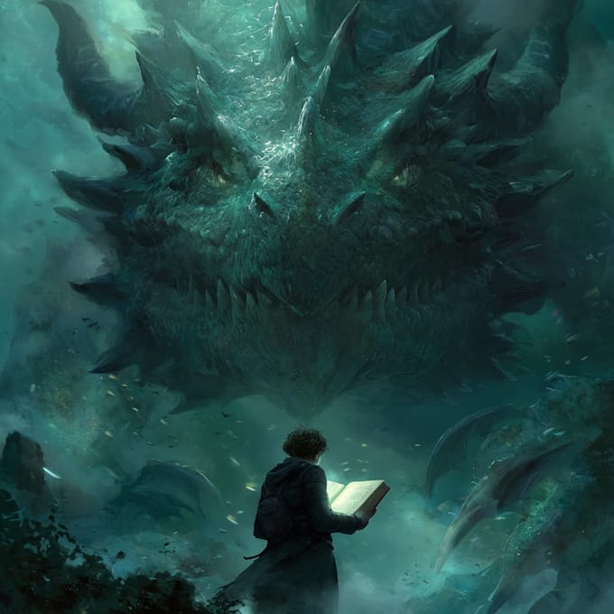 draw fantasy book cover, illustration