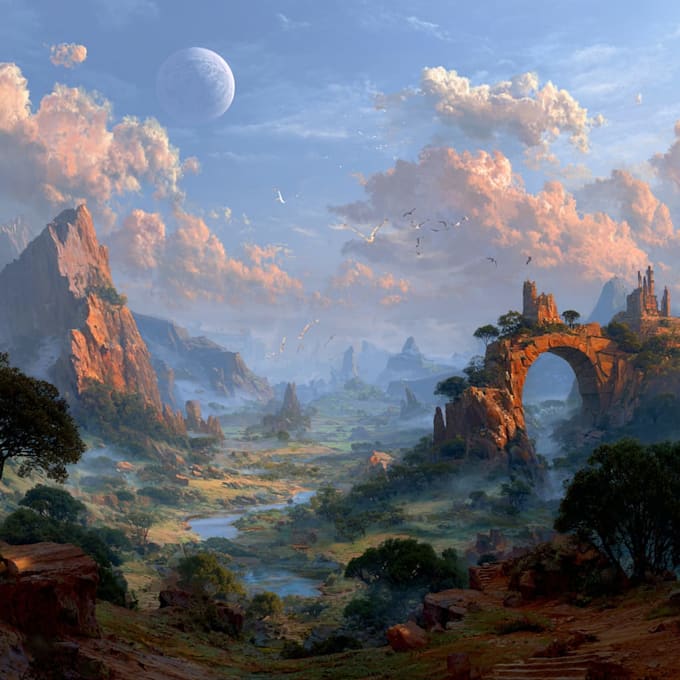 create fantasy landscape illustrations