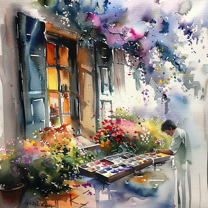draw custom sketch or illustration with watercolor