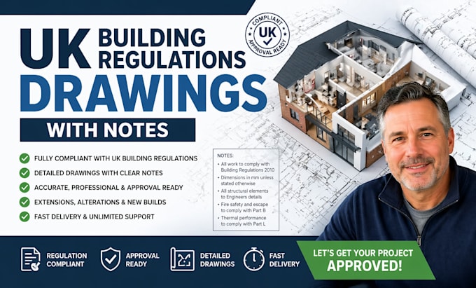 do UK building regulations drawings with notes