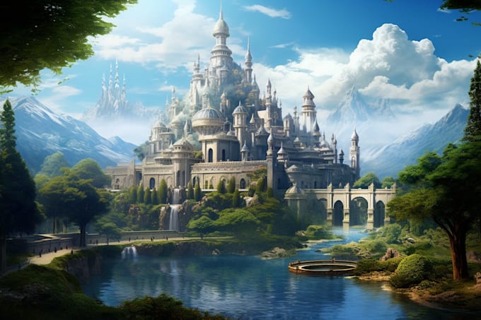 design amazing fantasy landscape illustrations