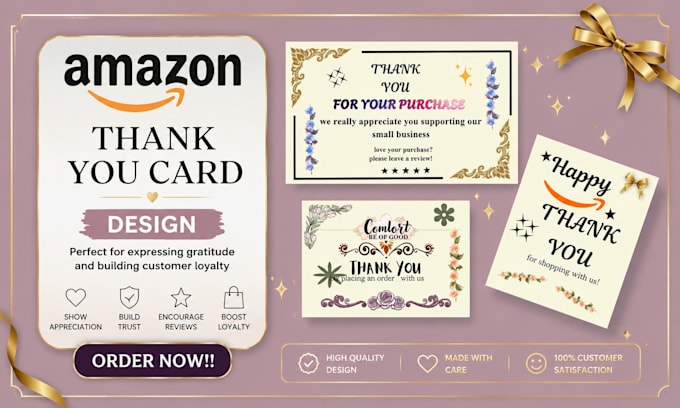 design eye catching amazon thank you cards for customer loyalty