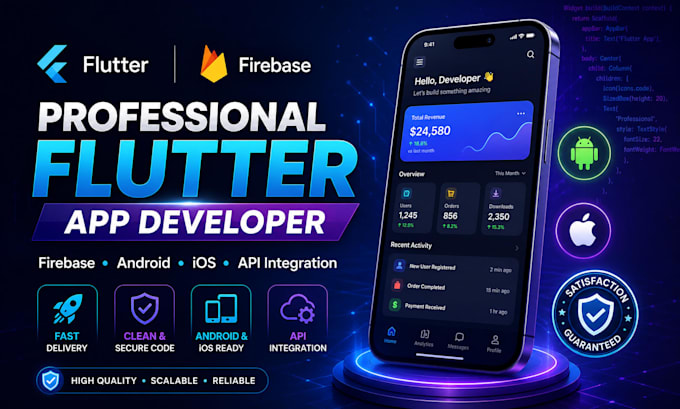 build custom flutter android and ios app with firebase