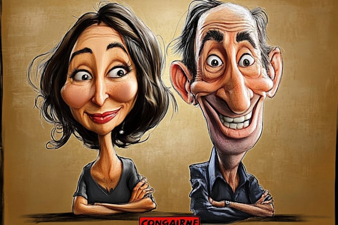 create a custom hobby caricature with a hand drawn portrait