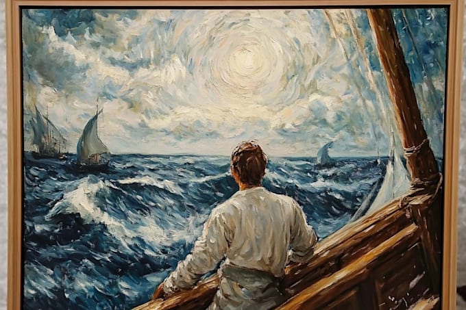 create oil painting scene with dramatic composition