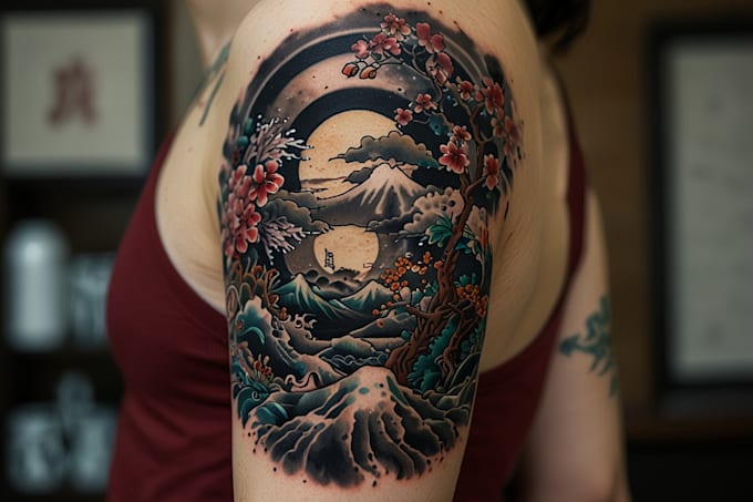 create a tattoo design in japanese style