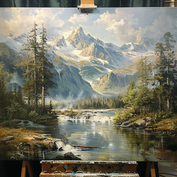 paint landscape in real oil painting